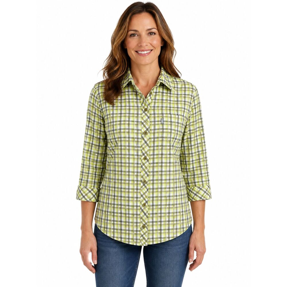 Columbia Cotton Green Plaid Button-Down Shirt Size Large Like New